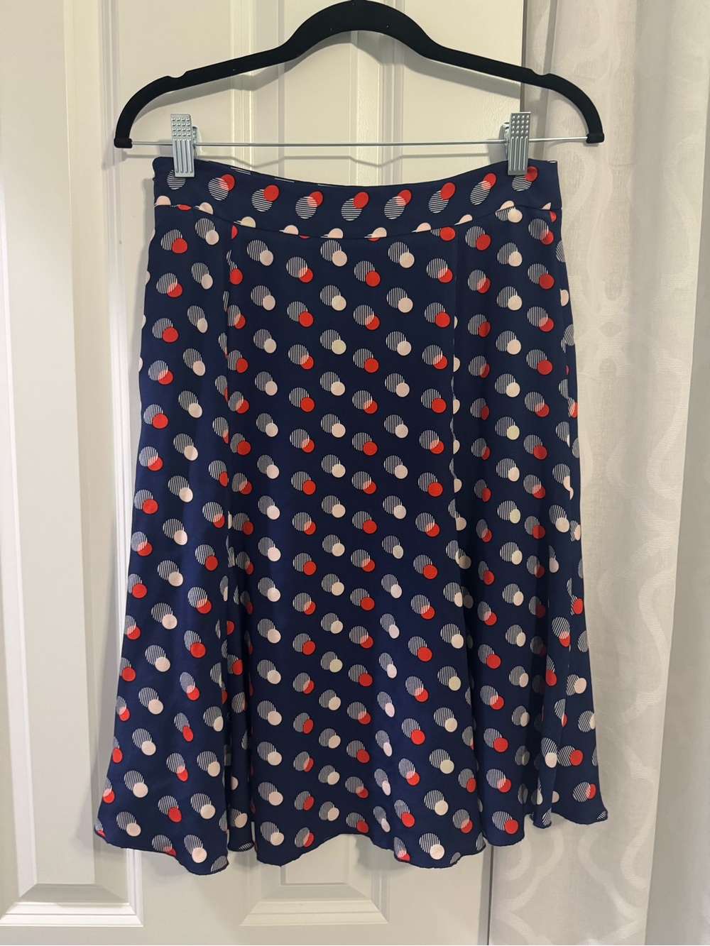 kate spade Navy Polka Dot Circle Skirt with Red & White Dots